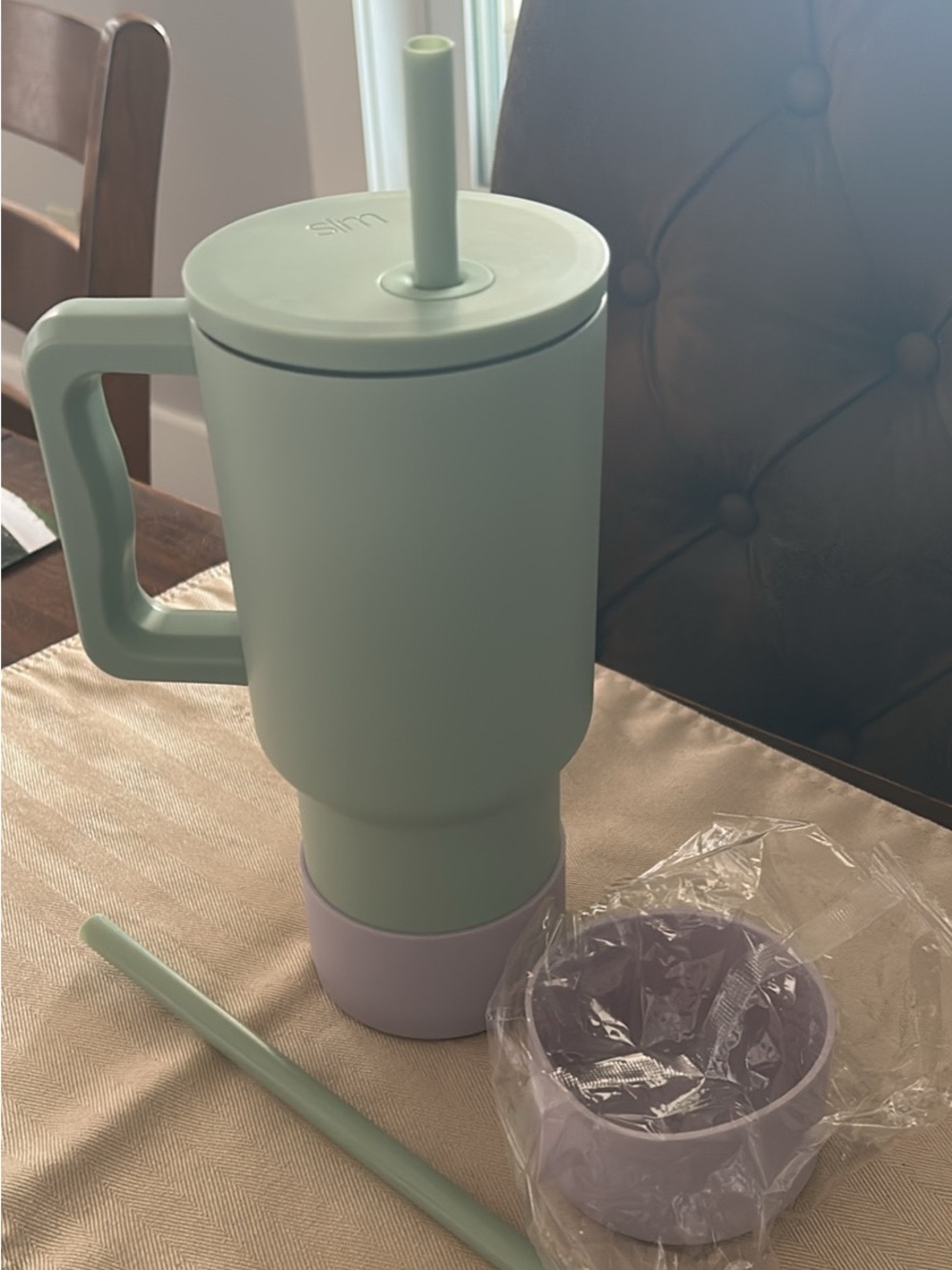 Mint & Lavender Insulated Travel Mug with Straw